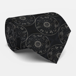 Corbata Astrología oscura vintage Rótulo Zodiac
