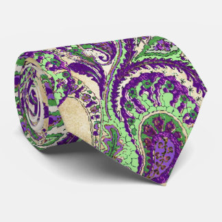 Corbata Ataque Boda de paisley morado y verde