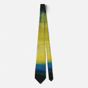 Corbata Ataque de arte abstracto azul y amarillo