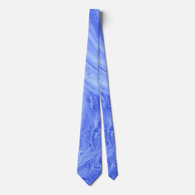 Corbata Ataque de arte con estilo de mármol de agua azul (Anverso)