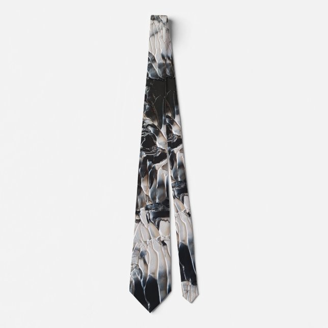 Corbata Ataque de Arte Deco en Blanco y Negro (Anverso)