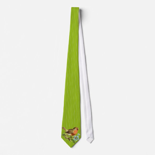 Corbata Ataque de Boda de pájaro de Apple Green Stripes Vi (Anverso)