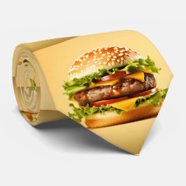 Corbata Ataque de cuello amarillo grande de hamburguesa