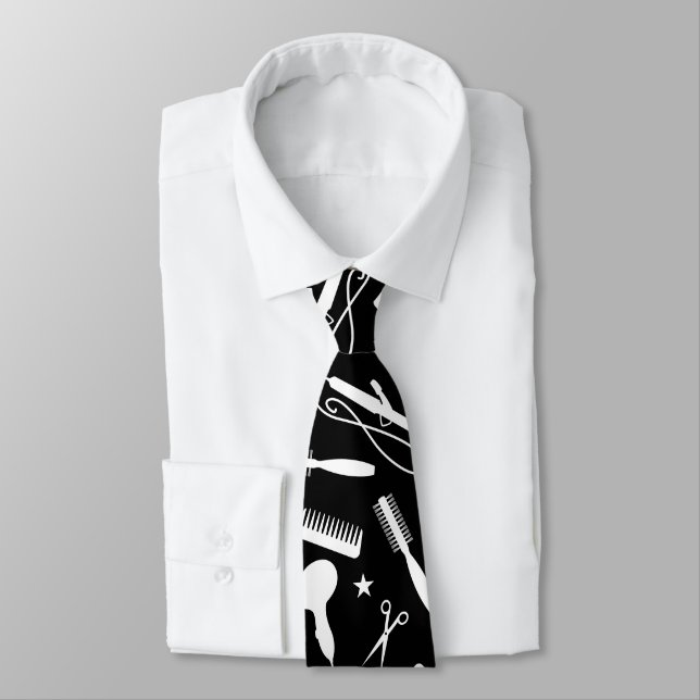 Corbata Ataque de cuello con estilo de pelo negro y blanco (Atado)