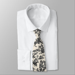 Corbata Ataque de cuello de toile francés negro y crema