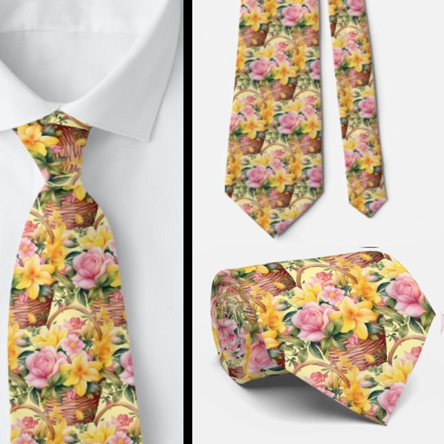 Corbata Ataque de cuello floral amarillo y rosado de veran (Subido por el creador)