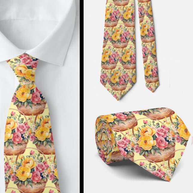 Corbata Ataque de cuello floral amarillo y rosado de veran (Subido por el creador)