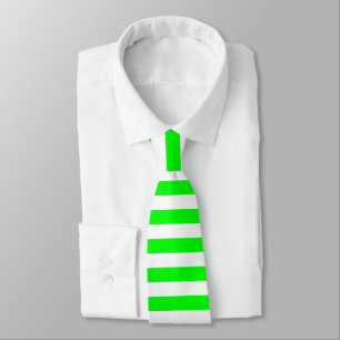 Corbata Ataque de franja verde y blanca de neón brillante