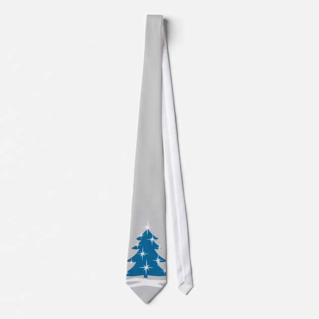 Corbata Ataque de invierno azul árbol de Navidad Festivida (Anverso)
