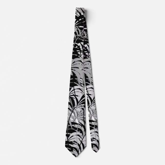 Corbata Ataque de palmas negras y grises (Anverso)