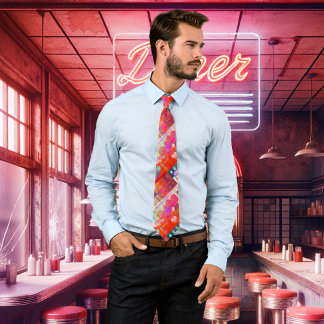 Corbata Ataque del patrón del corazón colorido festivo
