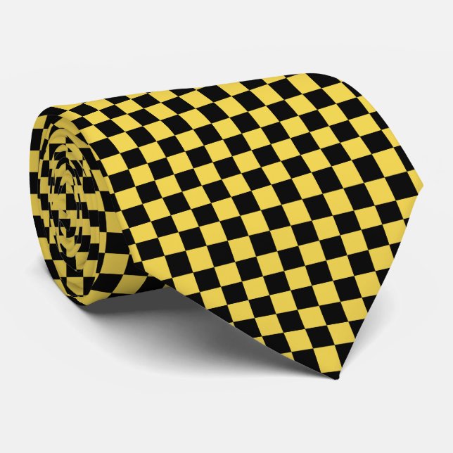 Corbata Ataque elegante de cuello amarillo y negro (Enrollado)