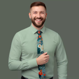 Corbata Ataque floral de una sola mano pintado