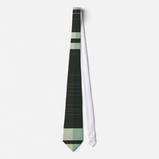 Corbata Ataque rayado retro verde del mar negro y oscuro (Anverso)