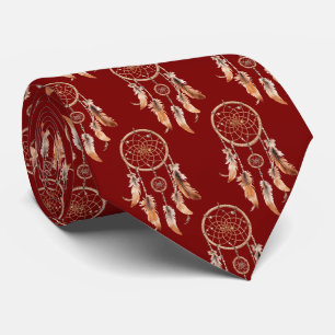 Corbata Atrapasueños marrón de Borgoña nativo americano
