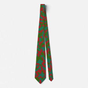 Corbata Audaz camuflaje rojo en verde profundo y Verde azu