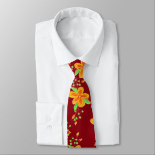 Corbata Audaz Floral Sobre Borgoña