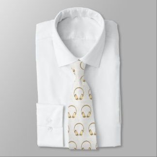 Corbata Auriculares con Relieve metalizado de oro de DJ