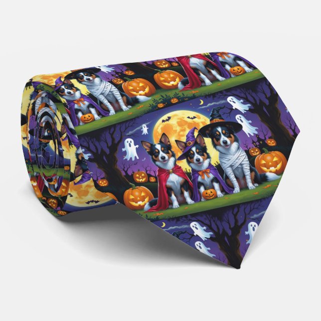 Corbata Australia Kelpies Dogs Calabaza Halloween Funny (Enrollado)