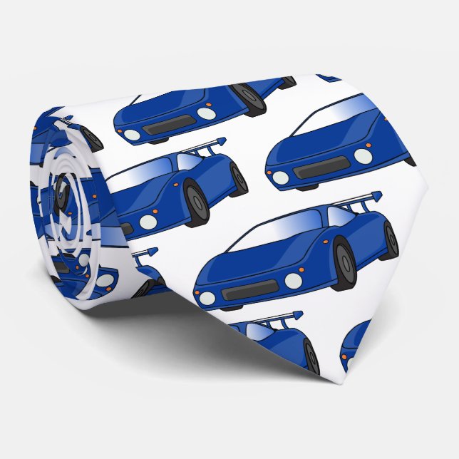 Corbata Autobús deportivo azul con ilustracion aéreo (Enrollado)
