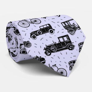 Corbata Autos Antiguos Patrón Negro y Azul