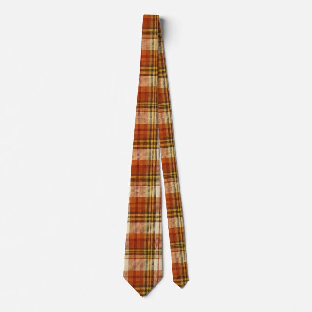 Corbata Autumn Plaid  Warm Orange & Rust  (Anverso)
