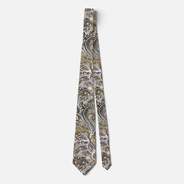 Corbata Aventura Royal Satin Cream Paisley Neck Tie (Anverso)