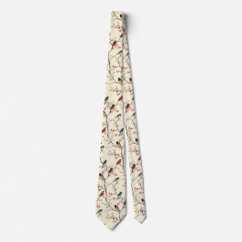 Corbata Aves en Crema