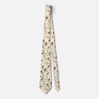 Corbata Aves en Crema