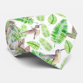 Corbata Aves húmedas y hojas tropicales