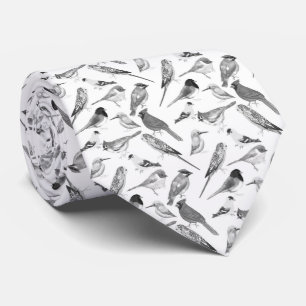 Corbata Aves negras y blancas