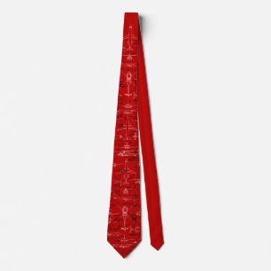 Corbata Aviación Blueprint Tie: UH-60 ERJ-175 CRJ-200 Red