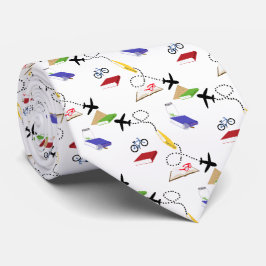 Corbata Avión Bicicletas Libros Azul Verde Rojo Amarillo