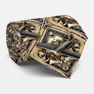 Corbata Avión de reacción masculino negro y dorado