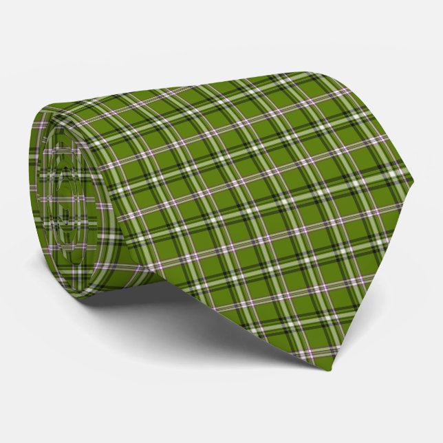 Corbata Avocado Green Plaid Windowpane Pattern Retro (Enrollado)