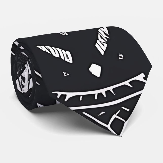 Corbata Azteca Black Cuello Blanco (Enrollado)