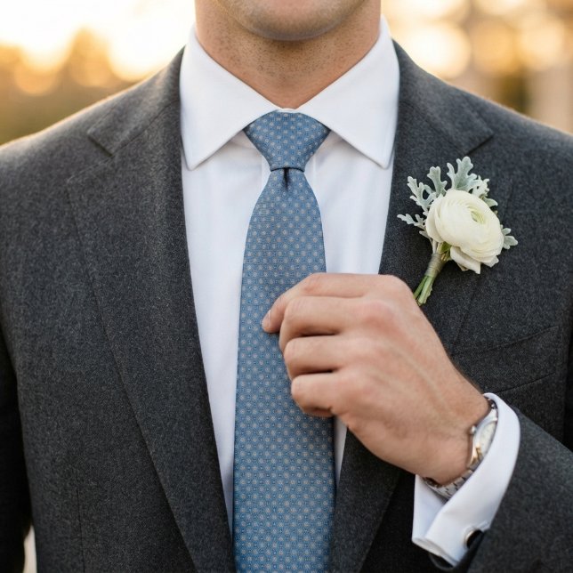 Corbata Azul Aciano Antiguo Marfil Micro Foulard (Subido por el creador)