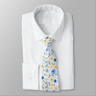 Corbata Azul Amarillo Boho Floral Padrinos Novio Boda