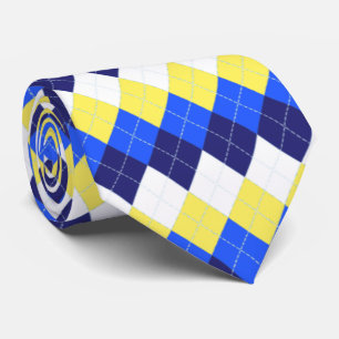 Corbata Azul, Amarillo Limón y Argyle Blanco