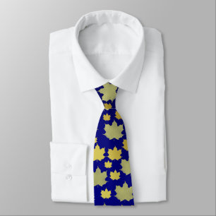 Corbata azul,arce, hoja de arce, brillante, dorado, metal,