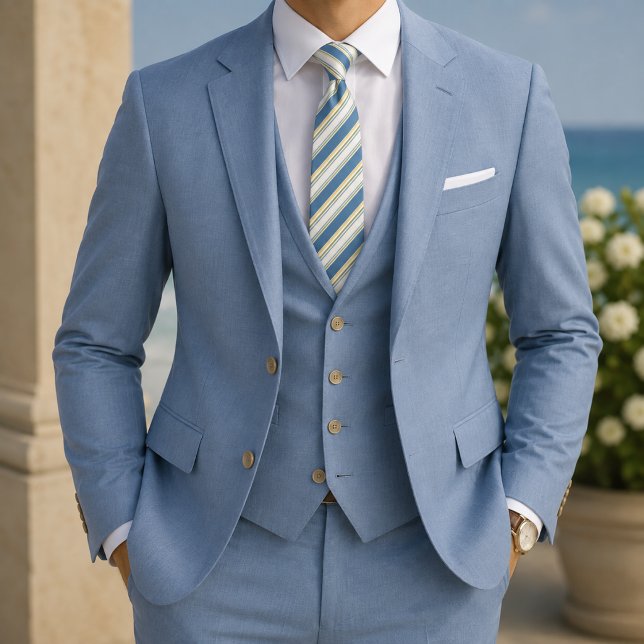 Corbata Azul Beige Rayado Clásico Prep (Subido por el creador)