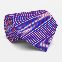 Corbata Azul Blanco Rojo Resumen Trippy Wavy Psychedelic