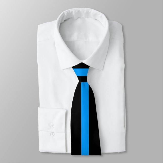 Corbata Azul Brillante Simple sobre Rayas Negras (Atado)