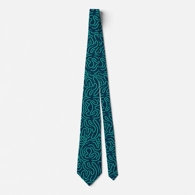 Corbata azul con la curvas en verde (Anverso)