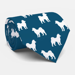 Corbata Azul con Patrón de Siluetas de Perro Malam