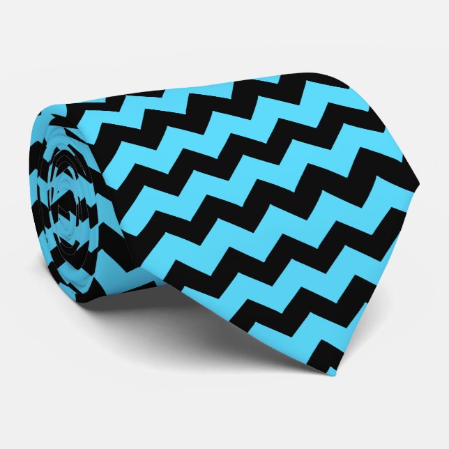 Corbata Azul de Raya Zig Zag con Fondo de Cualquie (Enrollado)