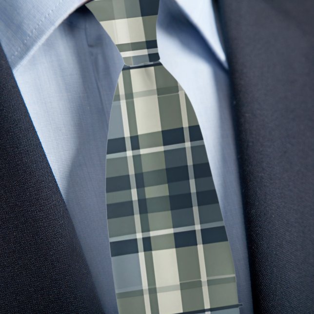 Corbata Azul Denim Verde Salvia Blanco Cuadros (Subido por el creador)