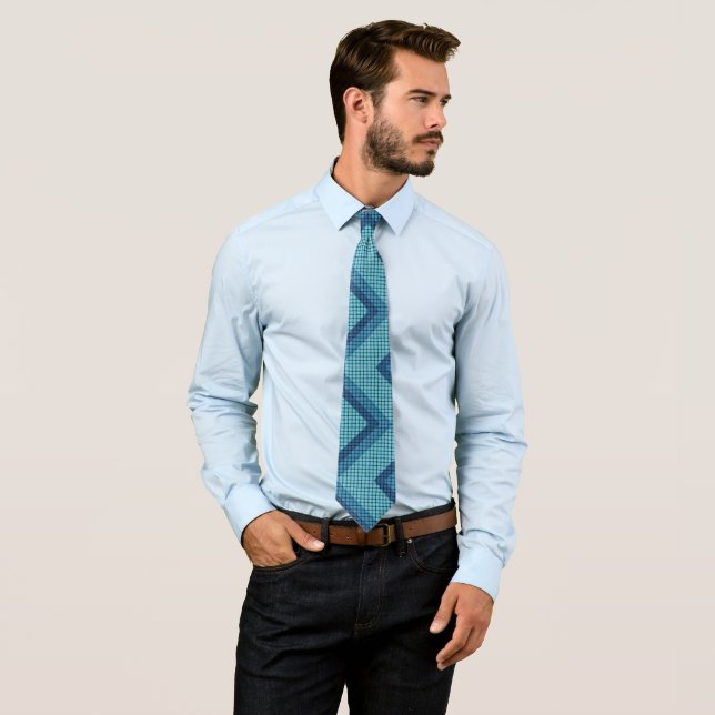 Corbata Azul Diagonal Tejido Diamante Patrón de Cuello Laz (In situ)
