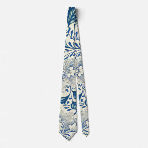 Corbata Azul Floral Vintage Asiático: Chinoiserie Antiguo