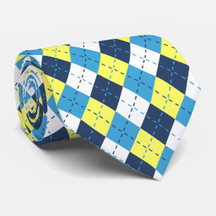 Corbata Azul Frambuesa Amarillo Argyle Preppy